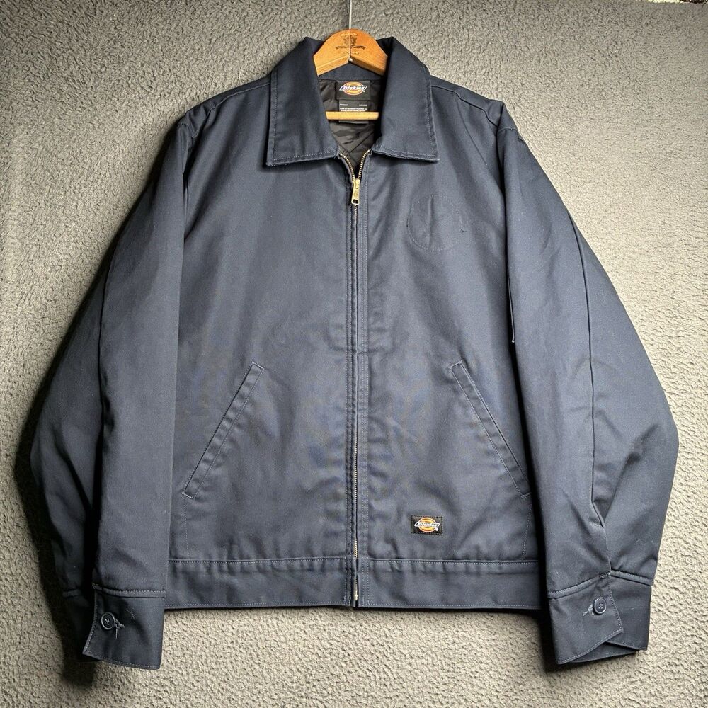 Vintage Dickies Eisenhower Detroit Lined Work Wear Jacket Mens Large Bomber Blue